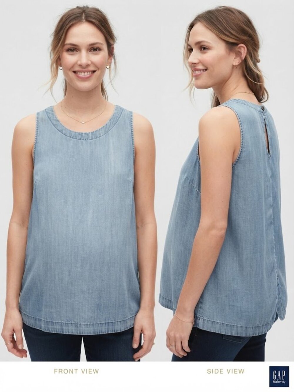 GAP Maternity 1969 Blue Soft Denim Chambray Sleeveless Tank Top Size Medium